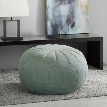 Only Supportbuyer Kelsey Round Pouf Ottoman Seaweed Green Solid Wood