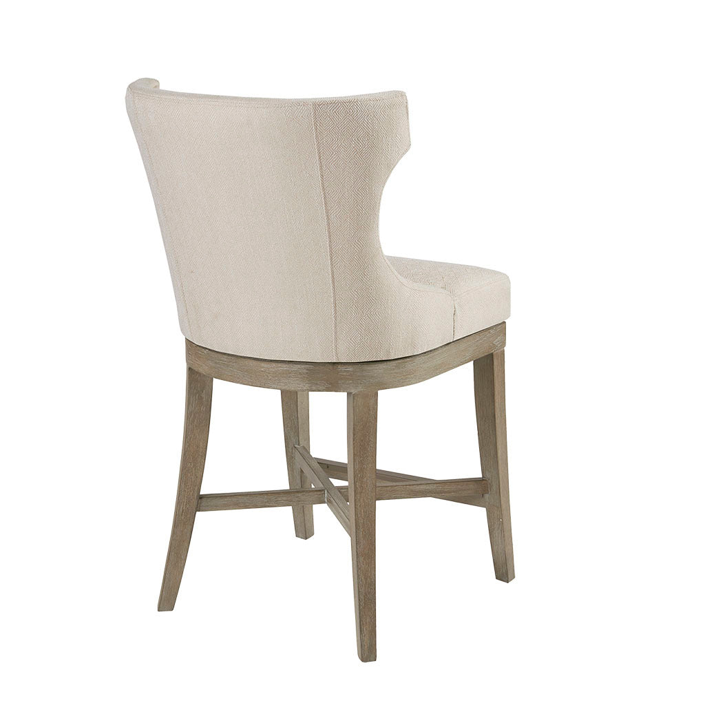 Counter Stool With Swivel Seat Cream Polyester