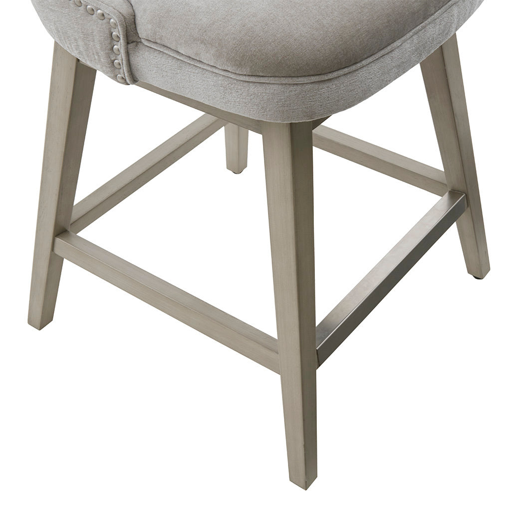 25.75" Swivel Counter Stool Light Grey Polyester