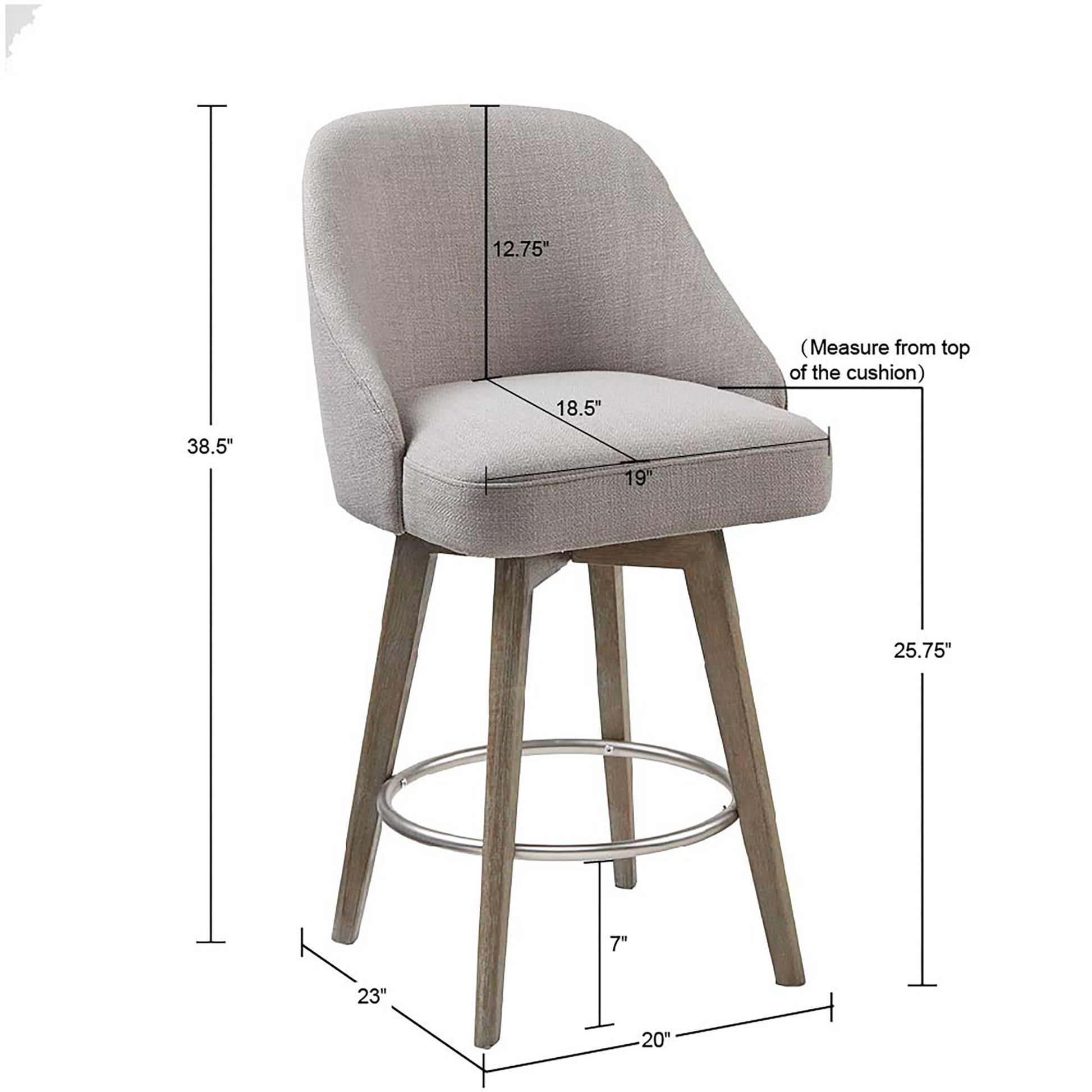 Counter Stool With Swivel Seat Grey Polyester