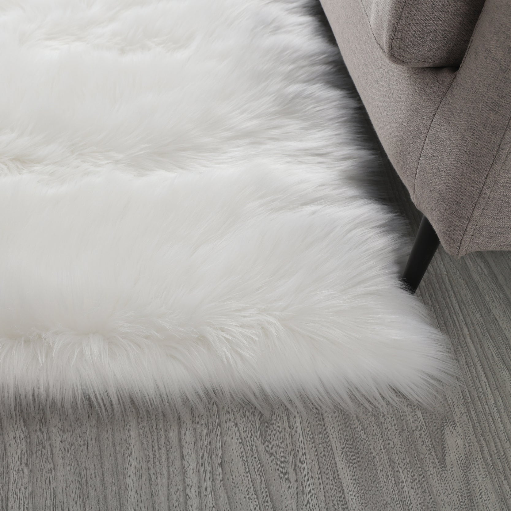 "cozy collection" ultra soft fluffy faux fur sheepskin white - polyester