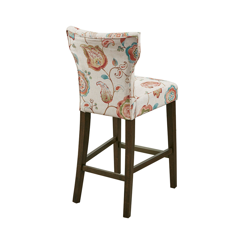 Tufted Back Counter Stool Orange Multi Polyester