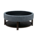 Miller Round Storage Ottoman Denim Brown Polyester