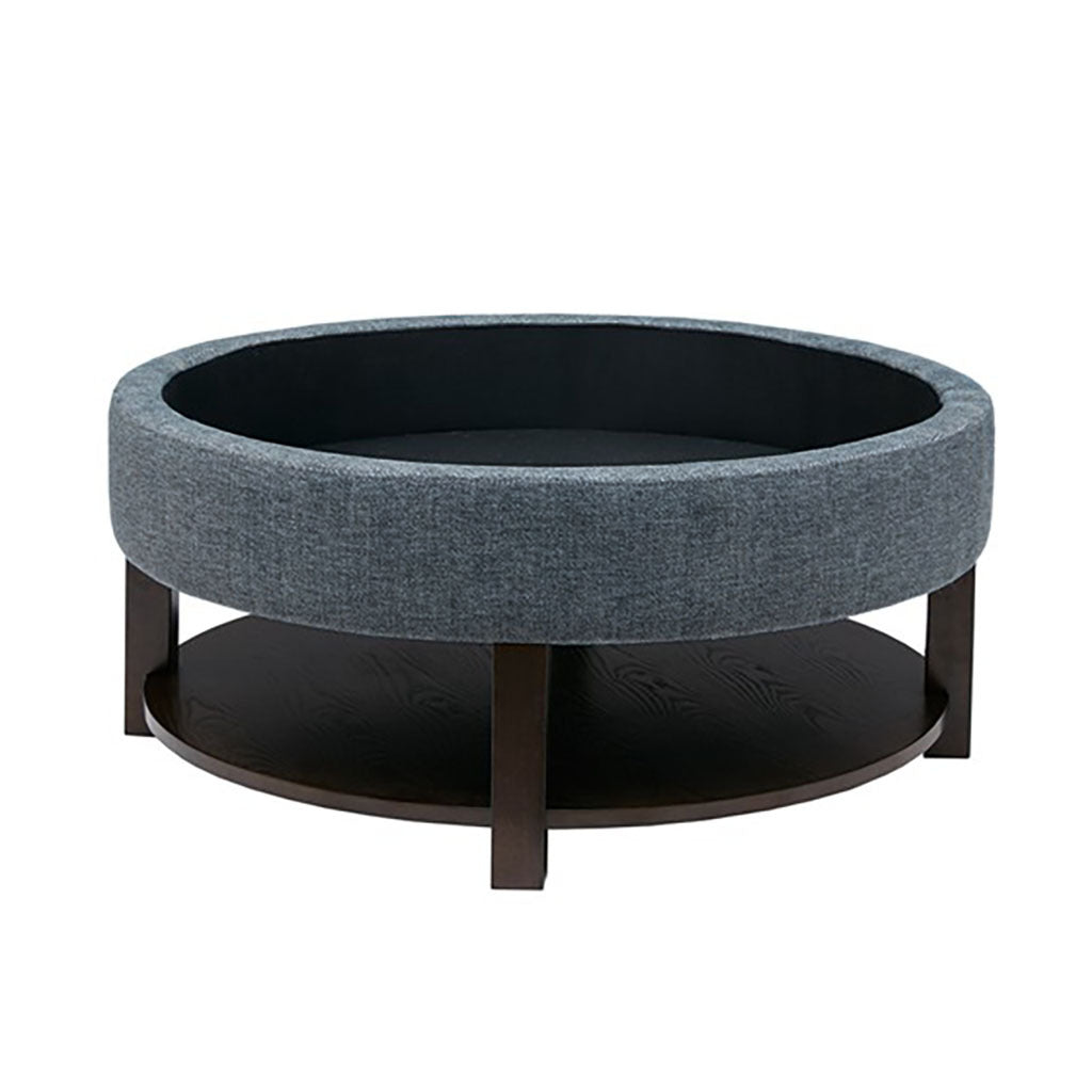 Miller Round Storage Ottoman Denim Brown Polyester