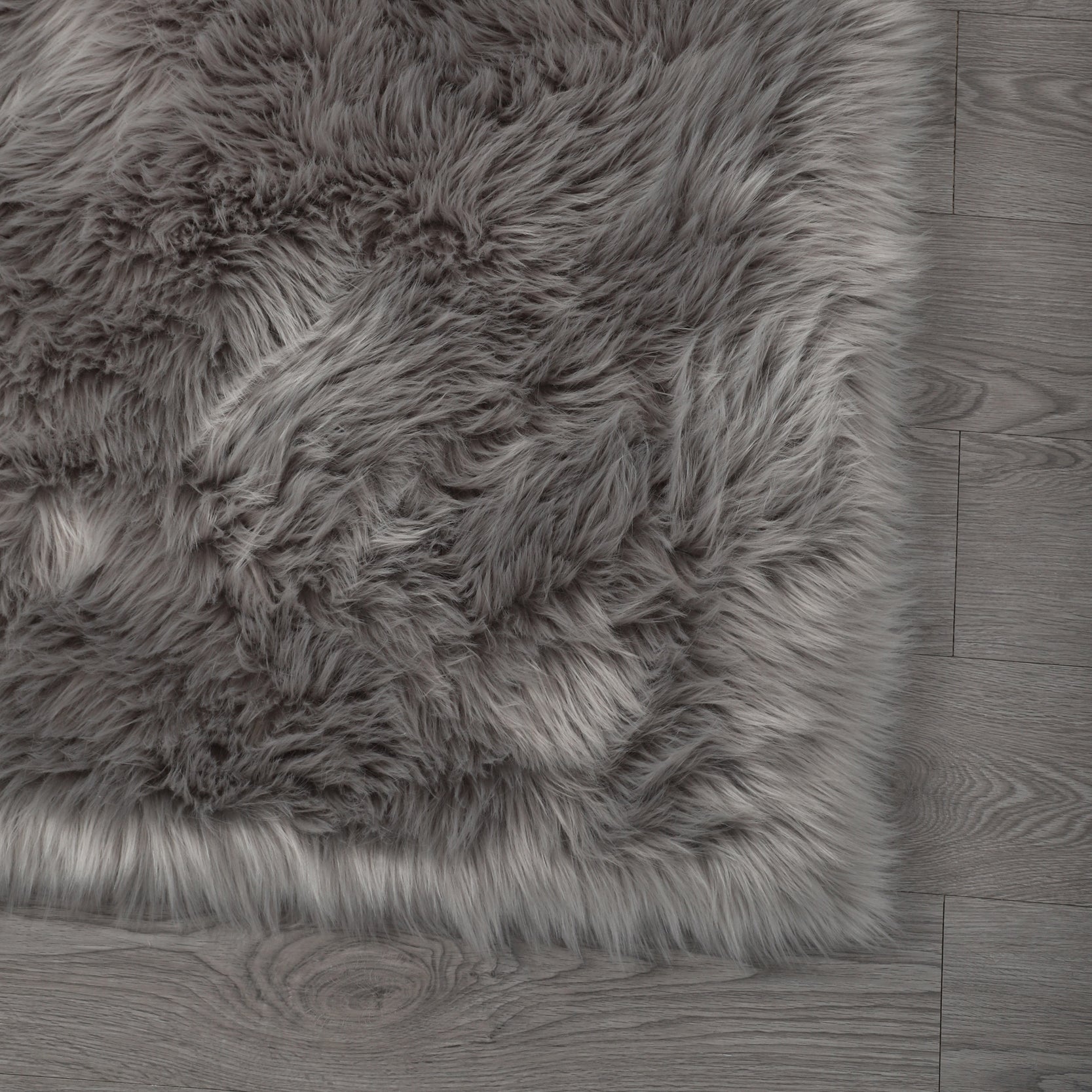 "Cozy Collection" Ultra Soft Fluffy Faux Fur Sheepskin Area Rug Light Grey Polyester