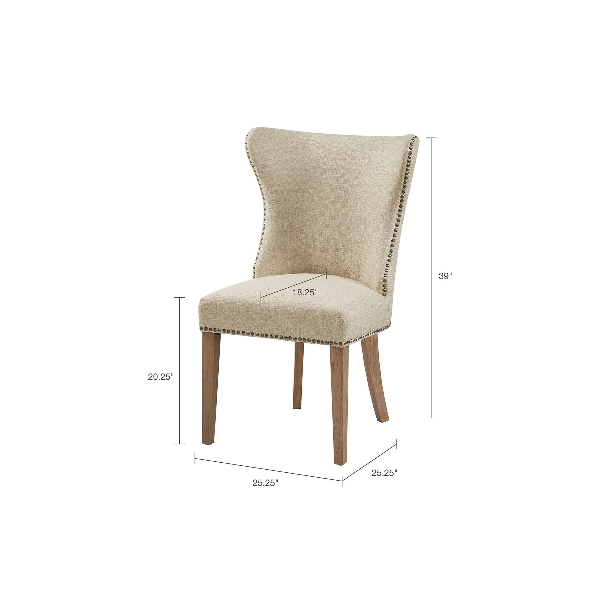 Dining Side Chair Set Of 2 Cream Polyester