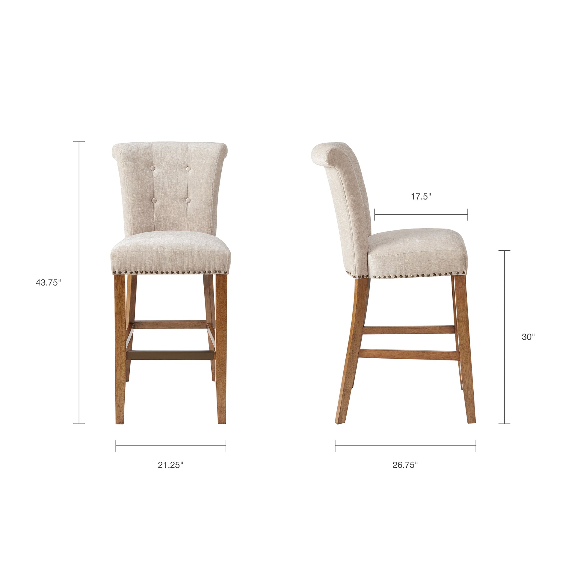 Colfax 30" Bar Stool Cream Polyester