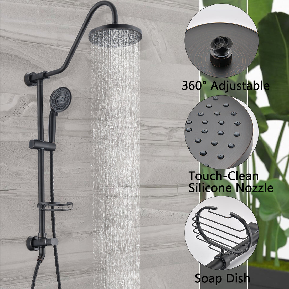 Shower Head With Handheld Shower System With 8" Rain Shower Head Rough In Valve Included Oil Rubbed Bronze Stainless Steel