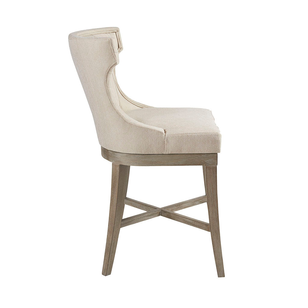 Counter Stool With Swivel Seat Cream Polyester