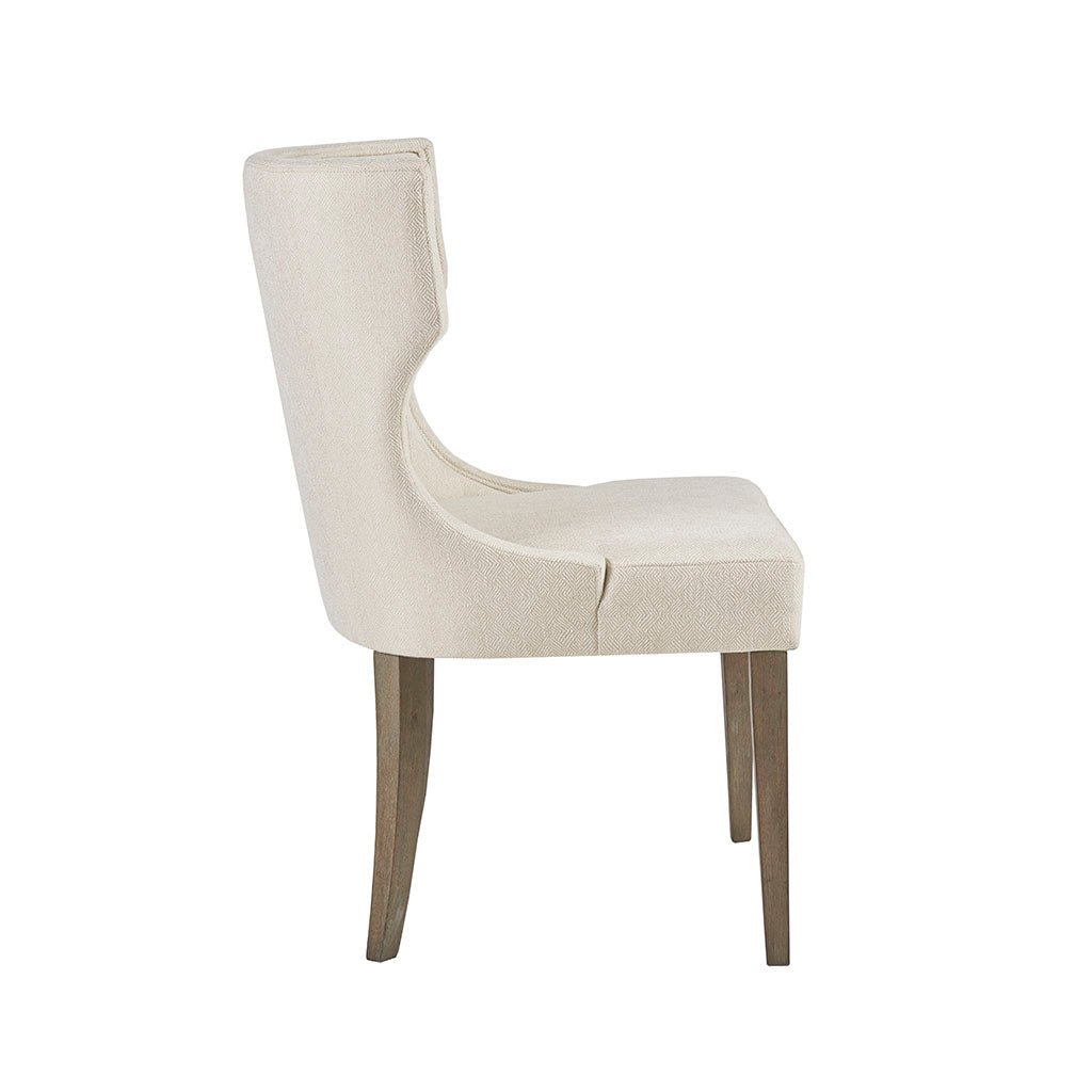 Upholstered Wingback Dining Chair Cream Polyester