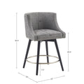 Swivel Counter Stool Grey Polyester