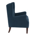 Maxwell Button Tufted Wing Chair Navy Solid Wood