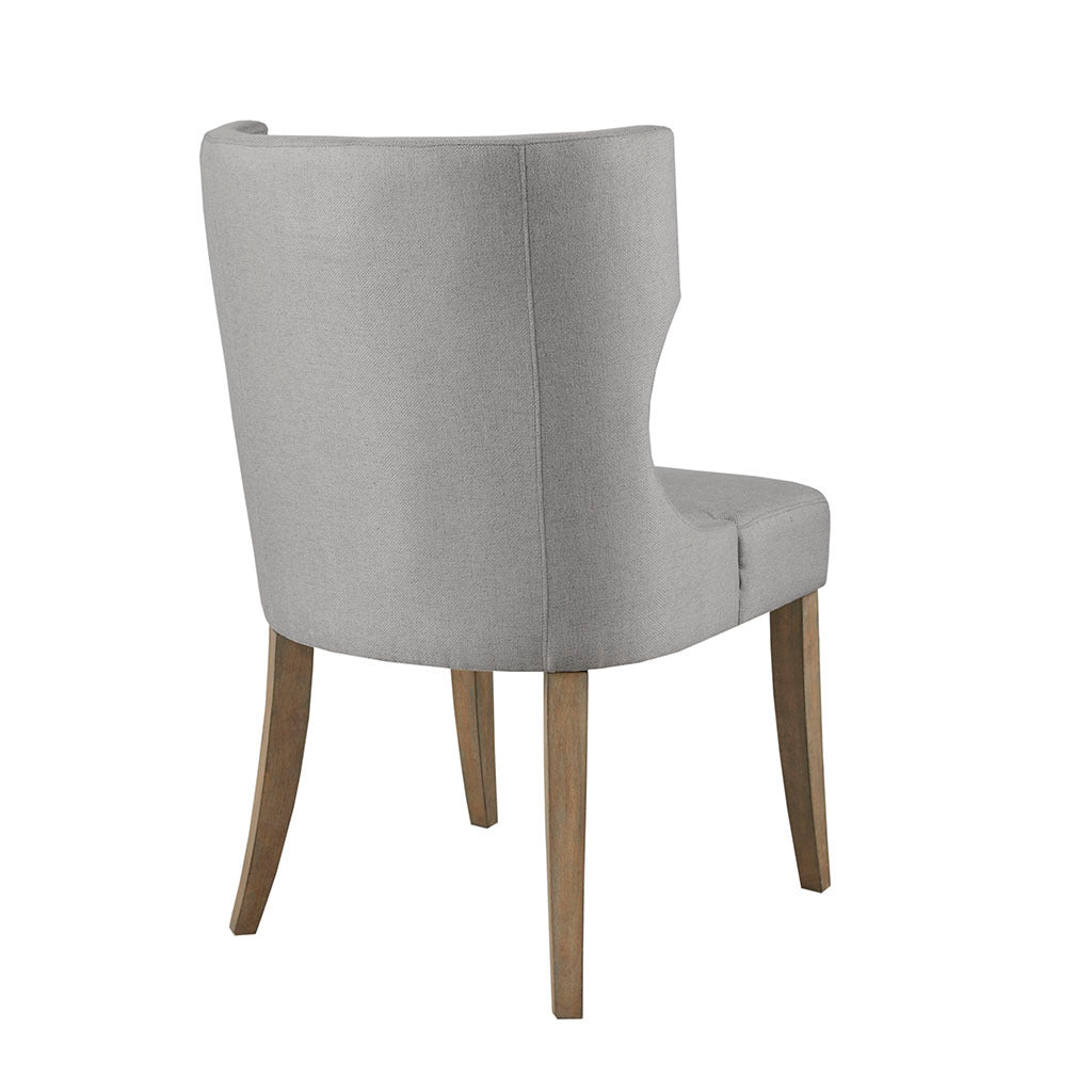 Upholstered Wingback Dining Chair Light Grey Polyester