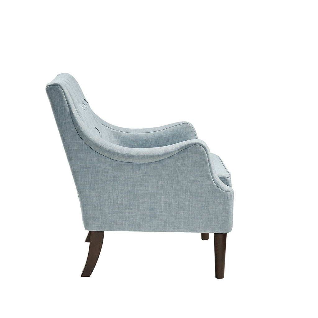 Button Tufted Accent Chair Dusty Blue Polyester