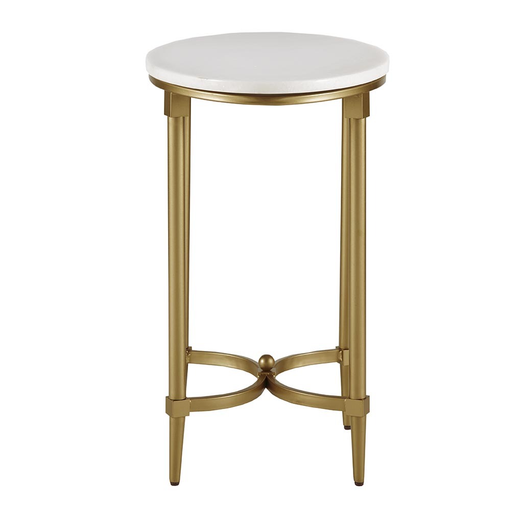 Bordeaux End Table White Gold Marble