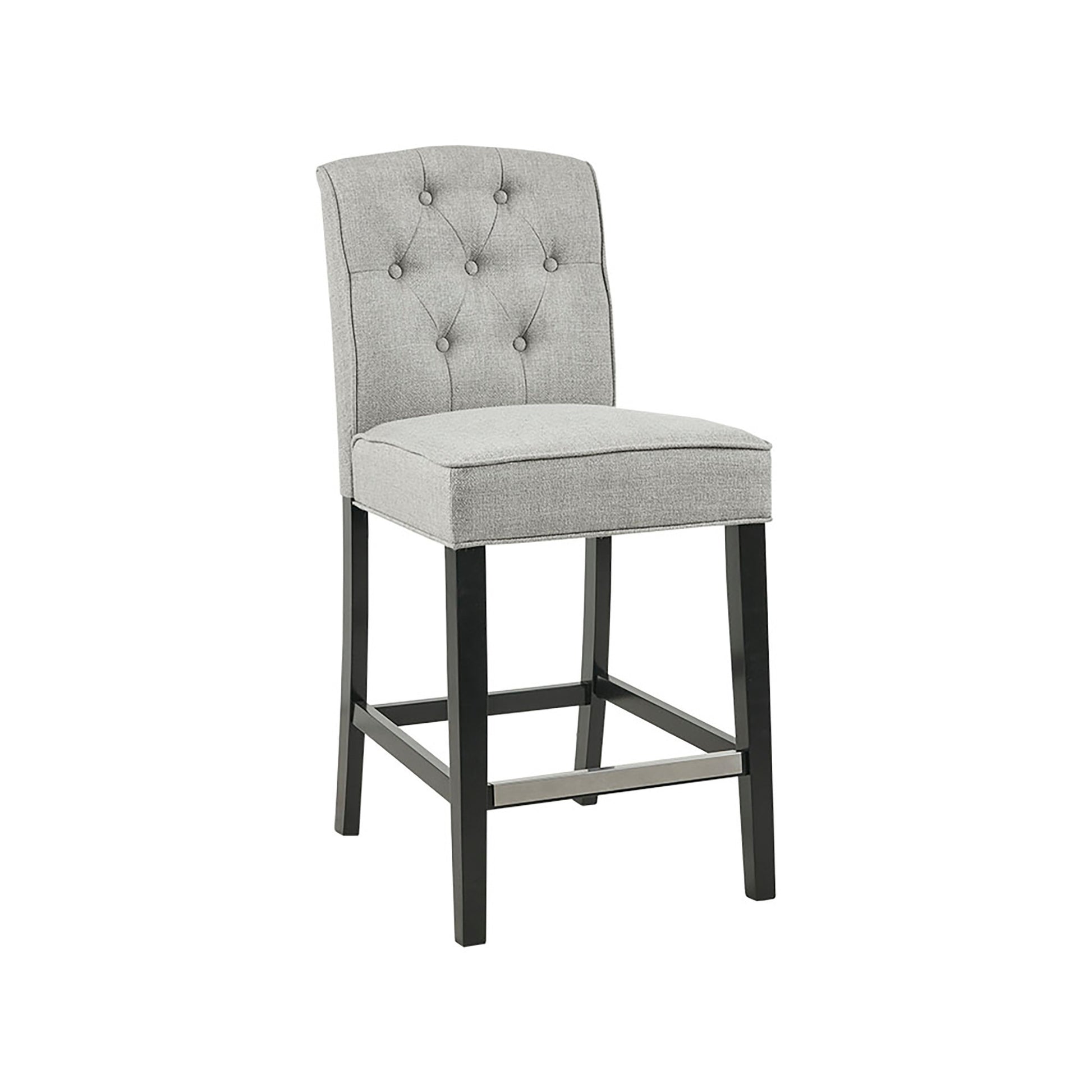 Tufted Counter Stool Light Grey Wood