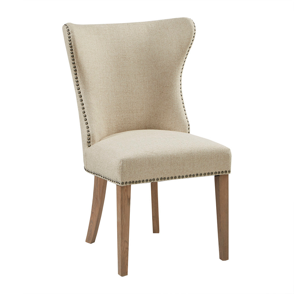 Dining Side Chair Set Of 2 Cream Polyester