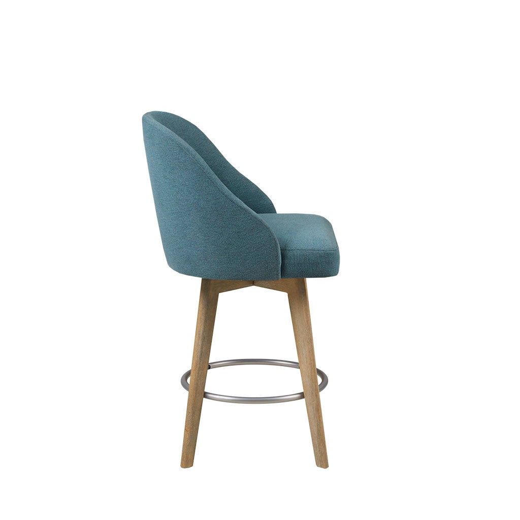 Counter Stool With Swivel Seat Blue Polyester