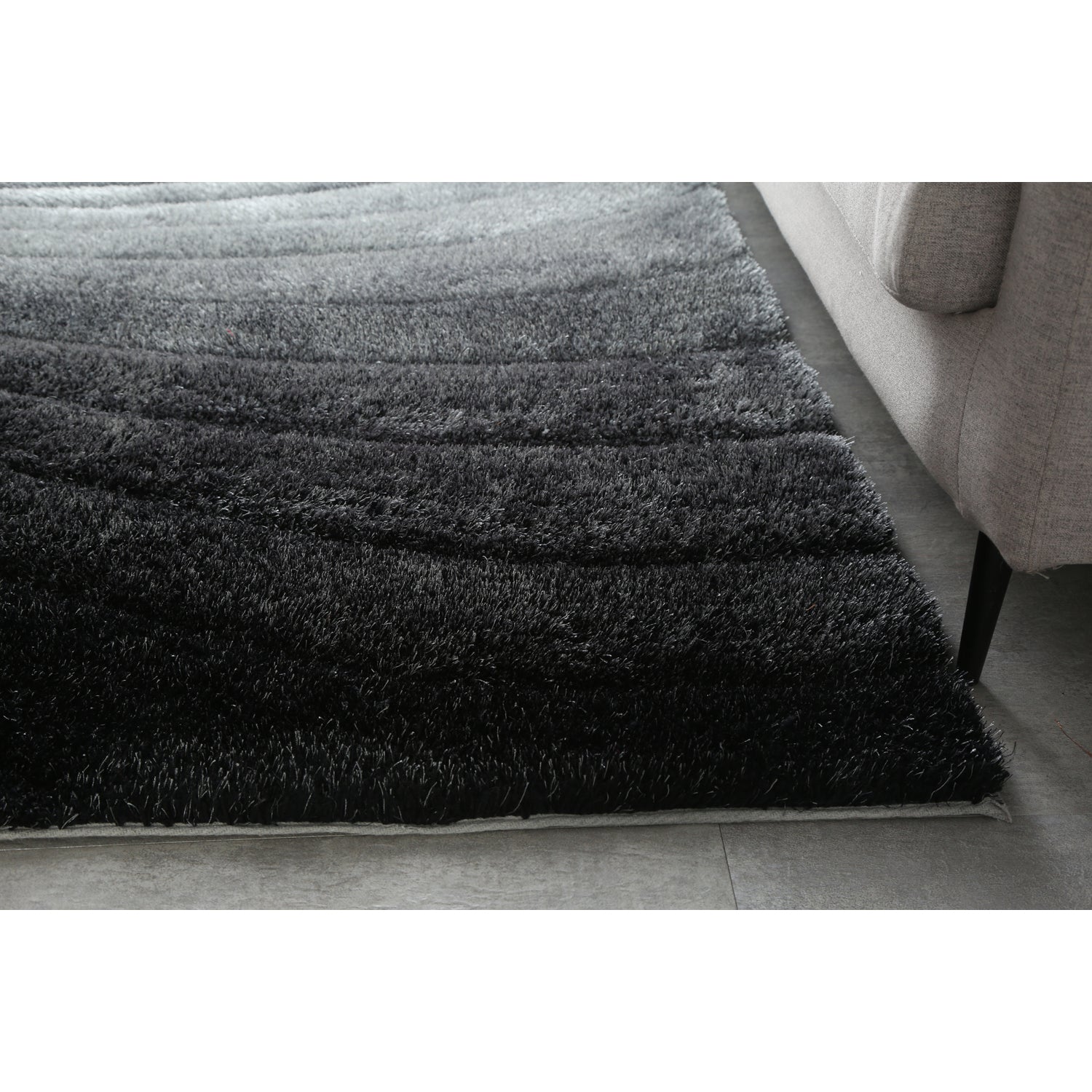 "3D Shaggy" Hand Tufted Area Rug Grey Polyester