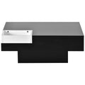 Modern Minimalist Design 31.5*31.5In Square Coffee Table With Detachable Tray And Plug In 16 Color Led Strip Lights Remote Control For Living Room Old Sku: Wf291303Aab Black Mdf