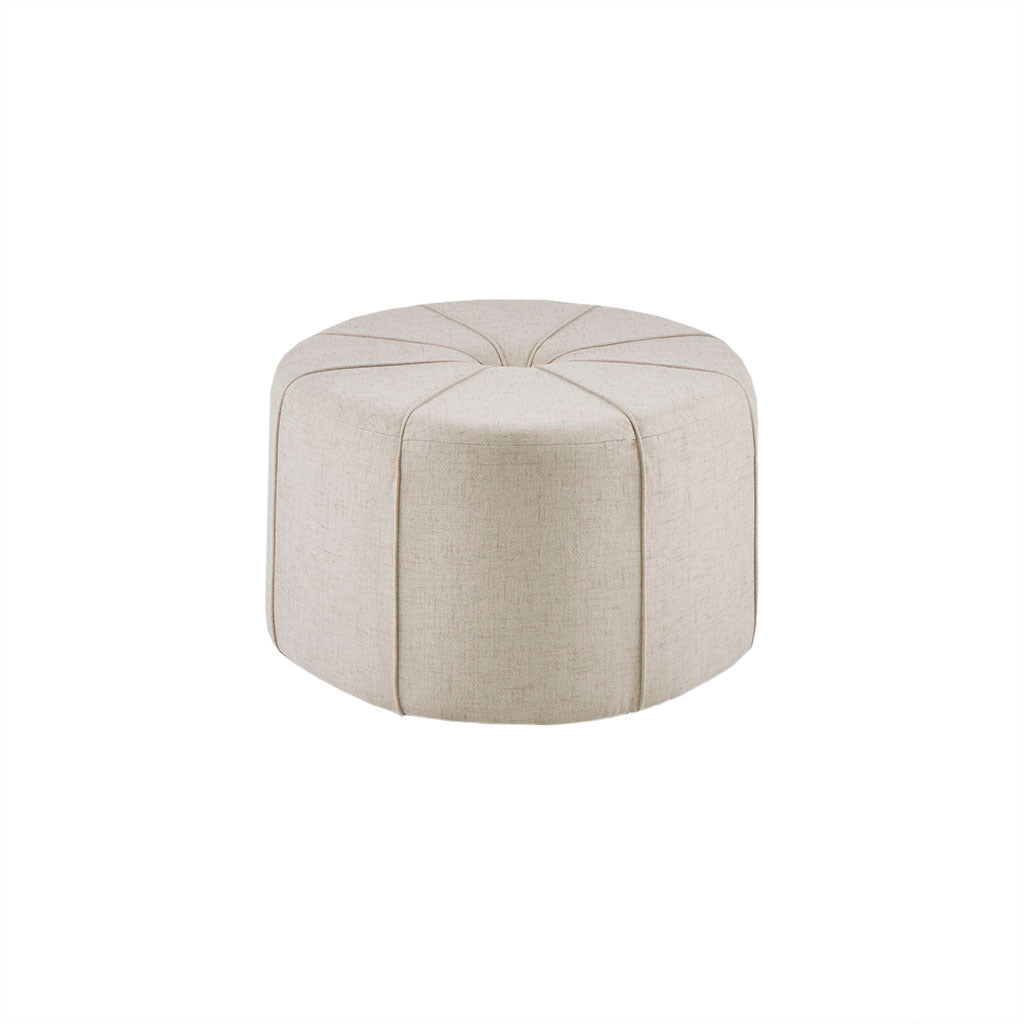 48" Ottoman,Polyester Fabric Large Cocktail Ottoman Modern Style For Living Room, Cream Cream Solid Wood