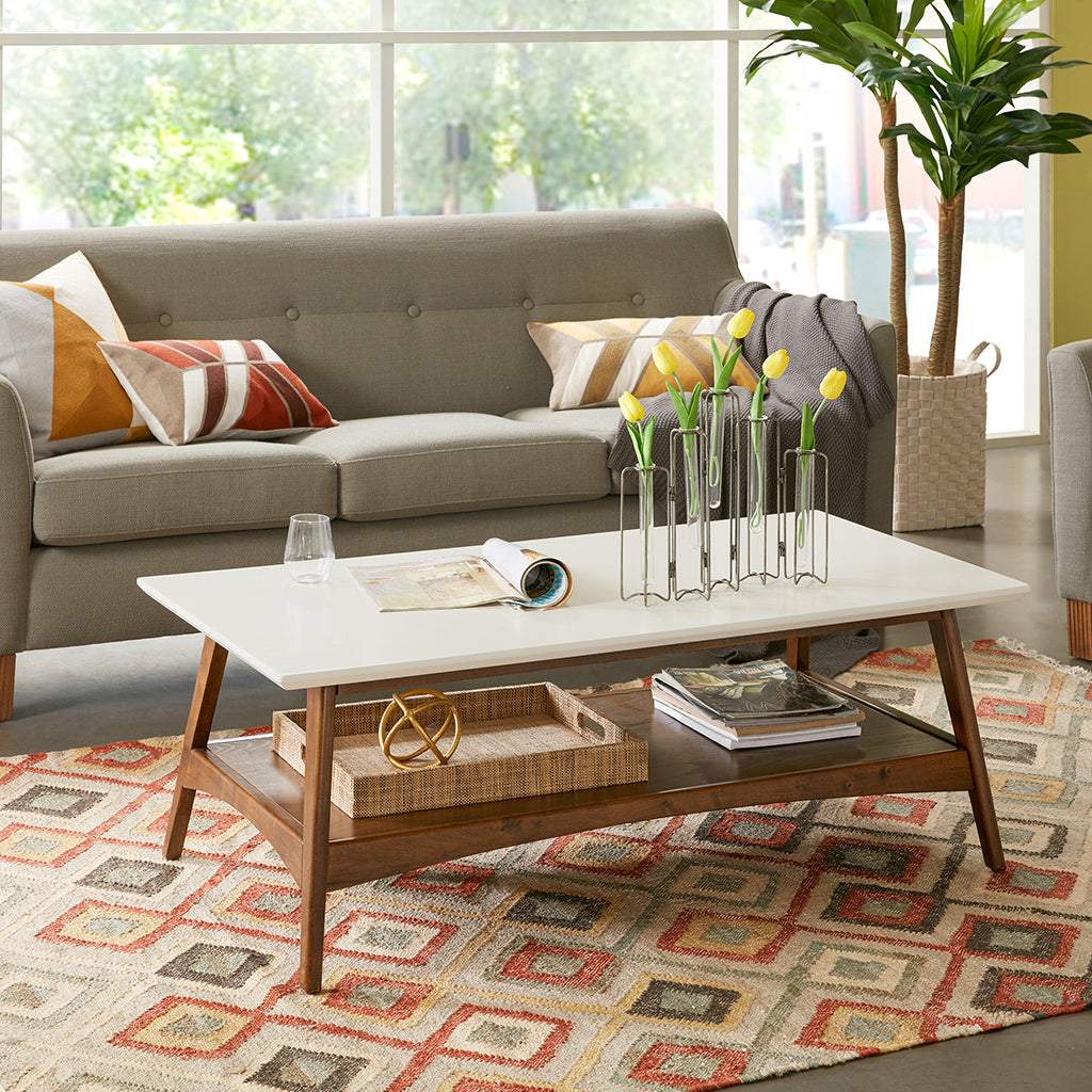 Coffee Table Off White Pecan Wood