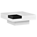 Modern Minimalist Design 31.5*31.5In Square Coffee Table With Detachable Tray And Plug In 16 Color Led Strip Lights Remote Control For Living Room Old Sku: Wf291303Aak White Mdf