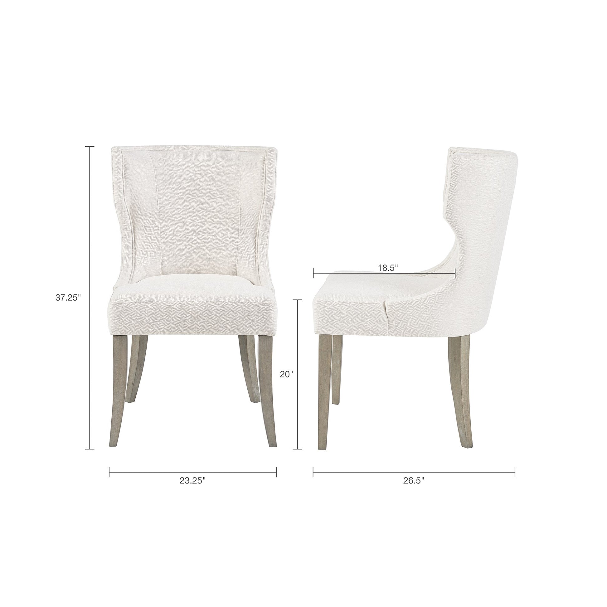 Upholstered Wingback Dining Chair Cream Polyester