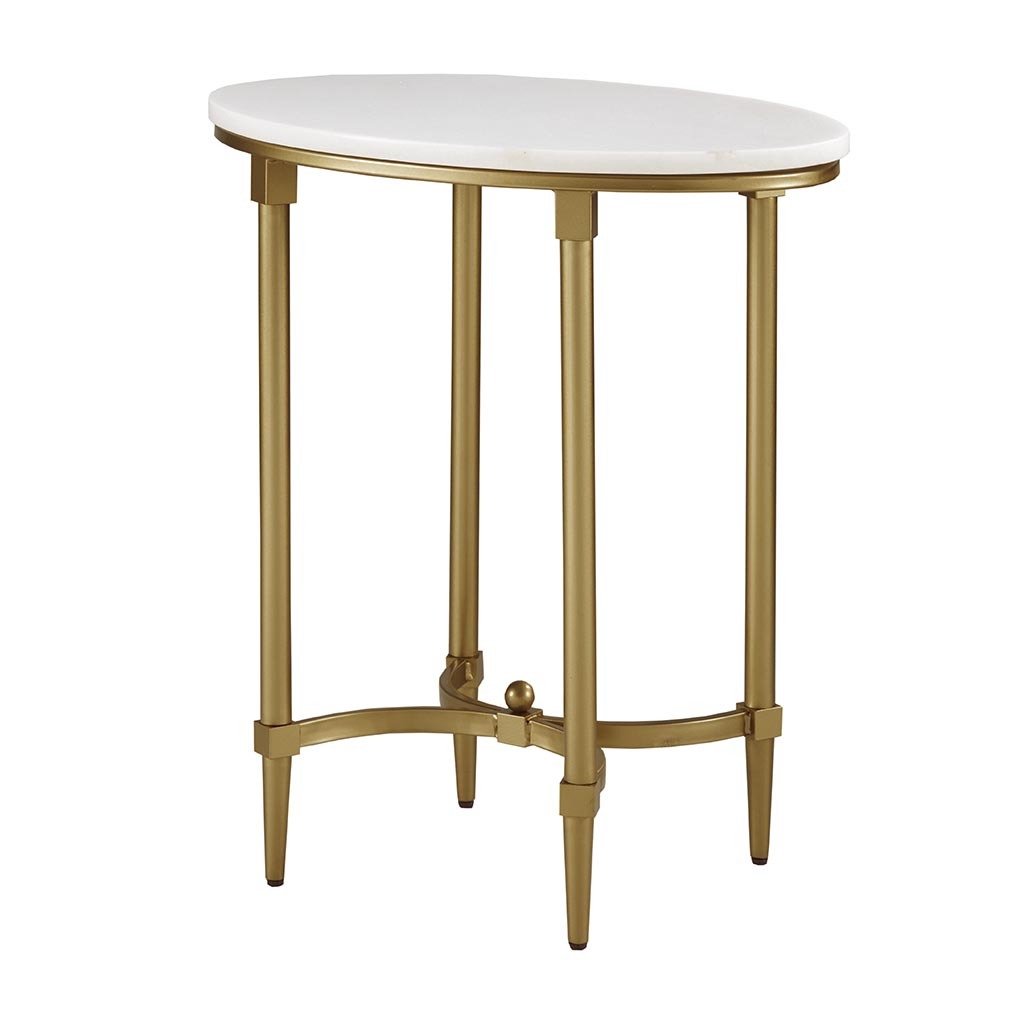 Bordeaux End Table White Gold Marble