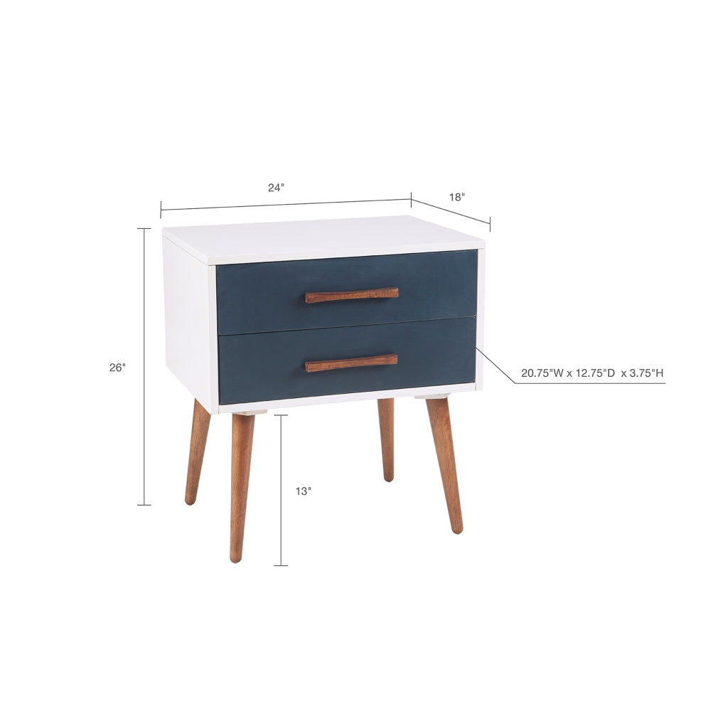 Storage Nightstand Off White Navy Wood