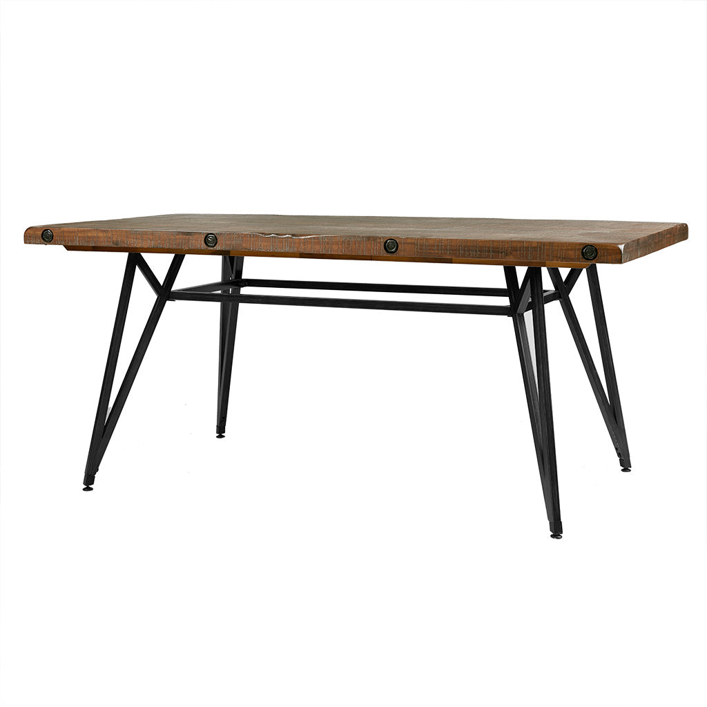 Trestle Dining Gathering Table Reclaimed Brown Gun Metal Wood