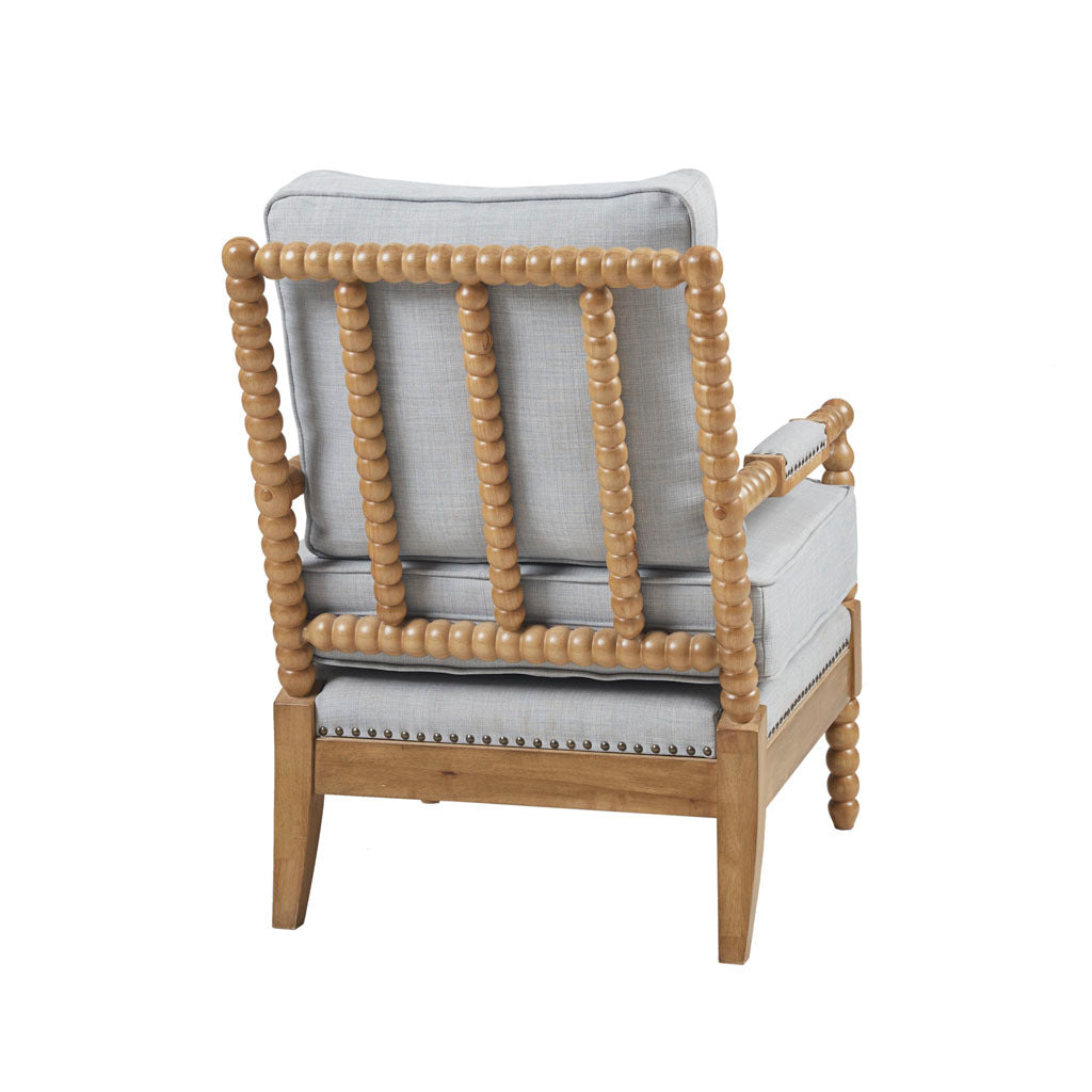 Accent Arm Chair Light Blue Camel Oak Polyester