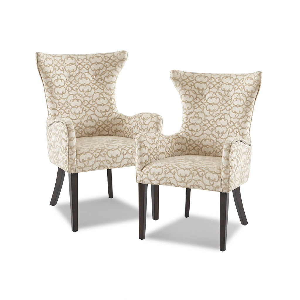 Arm Dining Chair Set Of 2 Tan Polyester