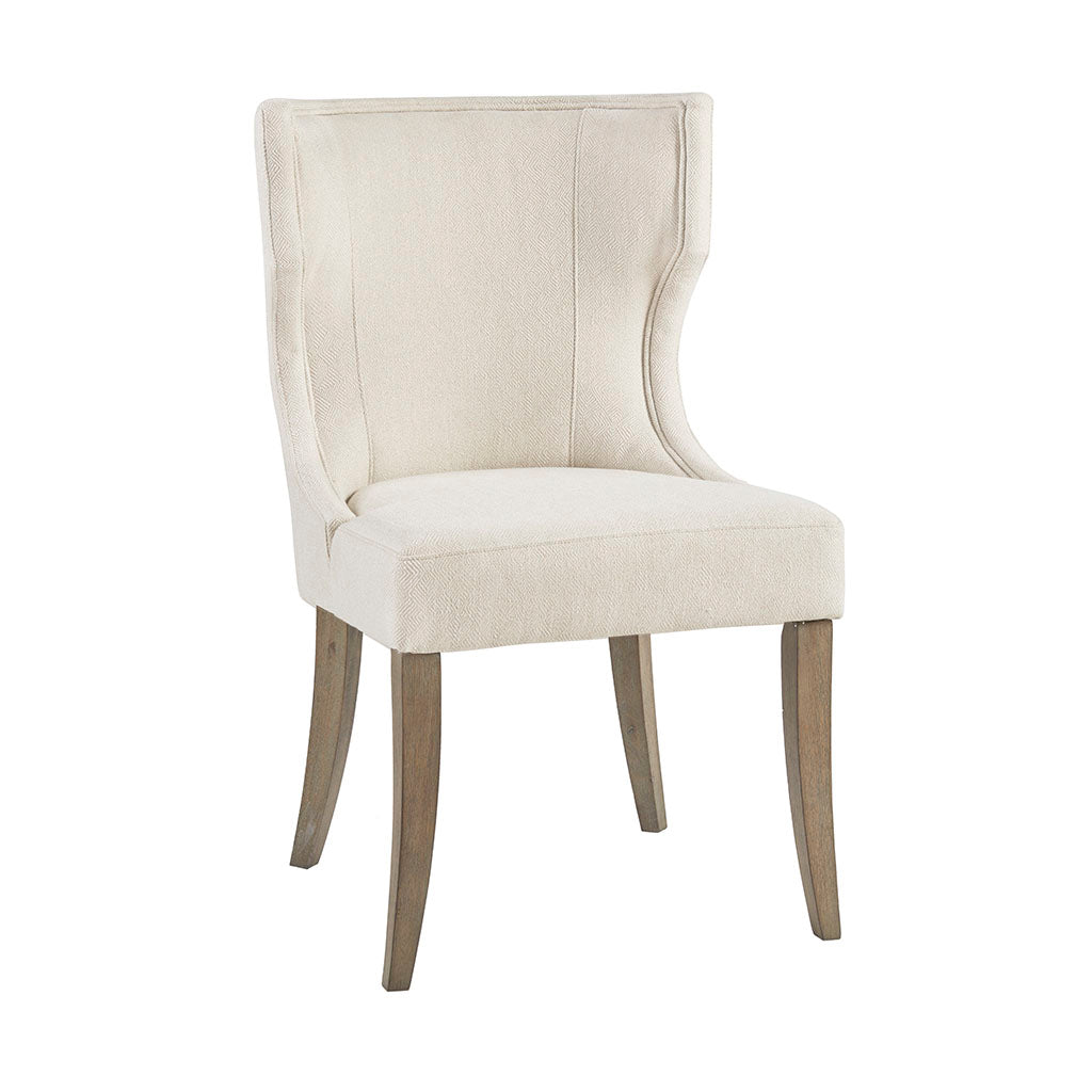 Upholstered Wingback Dining Chair Cream Polyester