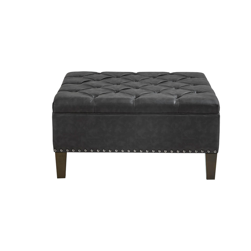 Tufted Square Cocktail Ottoman Charcoal Polyester