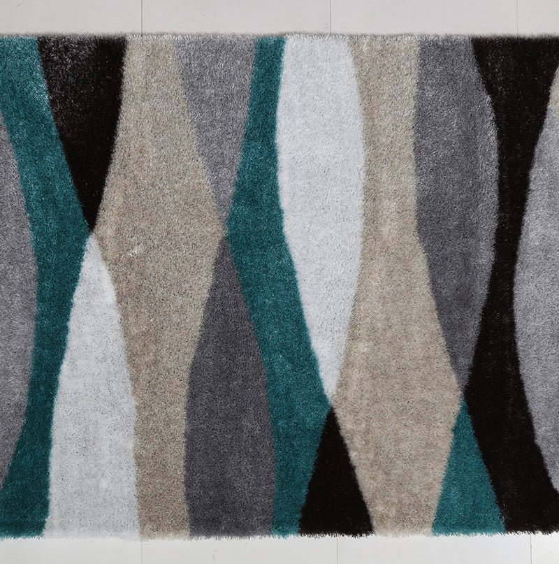 "Aria Collection" Soft Pile Hand Tufted Shag Area Rug Grey Polyester