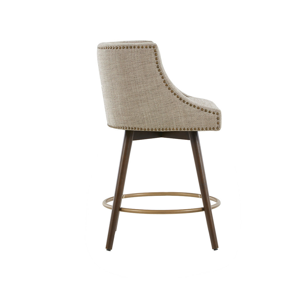 Swivel Counter Stool Beige Multi Polyester