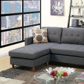 Blue Grey Polyfiber Sectional Sofa Living Room Furniture Reversible Chaise Couch Pillows Tufted Back Modular Sectionals Blue Gray Wood Primary Living Space Tufted Back Contemporary,Modern L Shaped Pine Square Arms Fabric 4 Seat