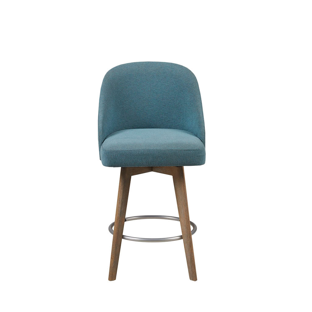 Counter Stool With Swivel Seat Blue Polyester