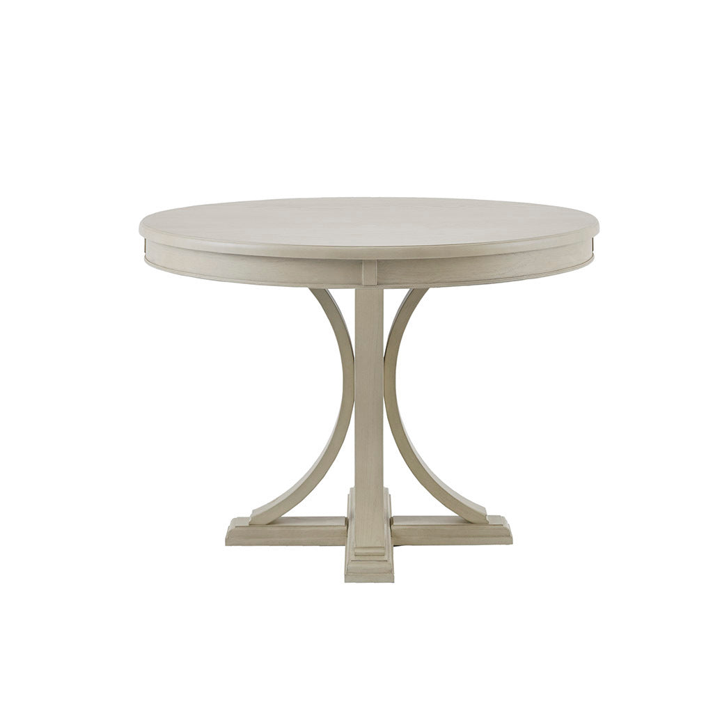 44" Round Dining Table, Solid Wood Finish Classic Design For Dining Room, Antique Cream Cream Solid Wood