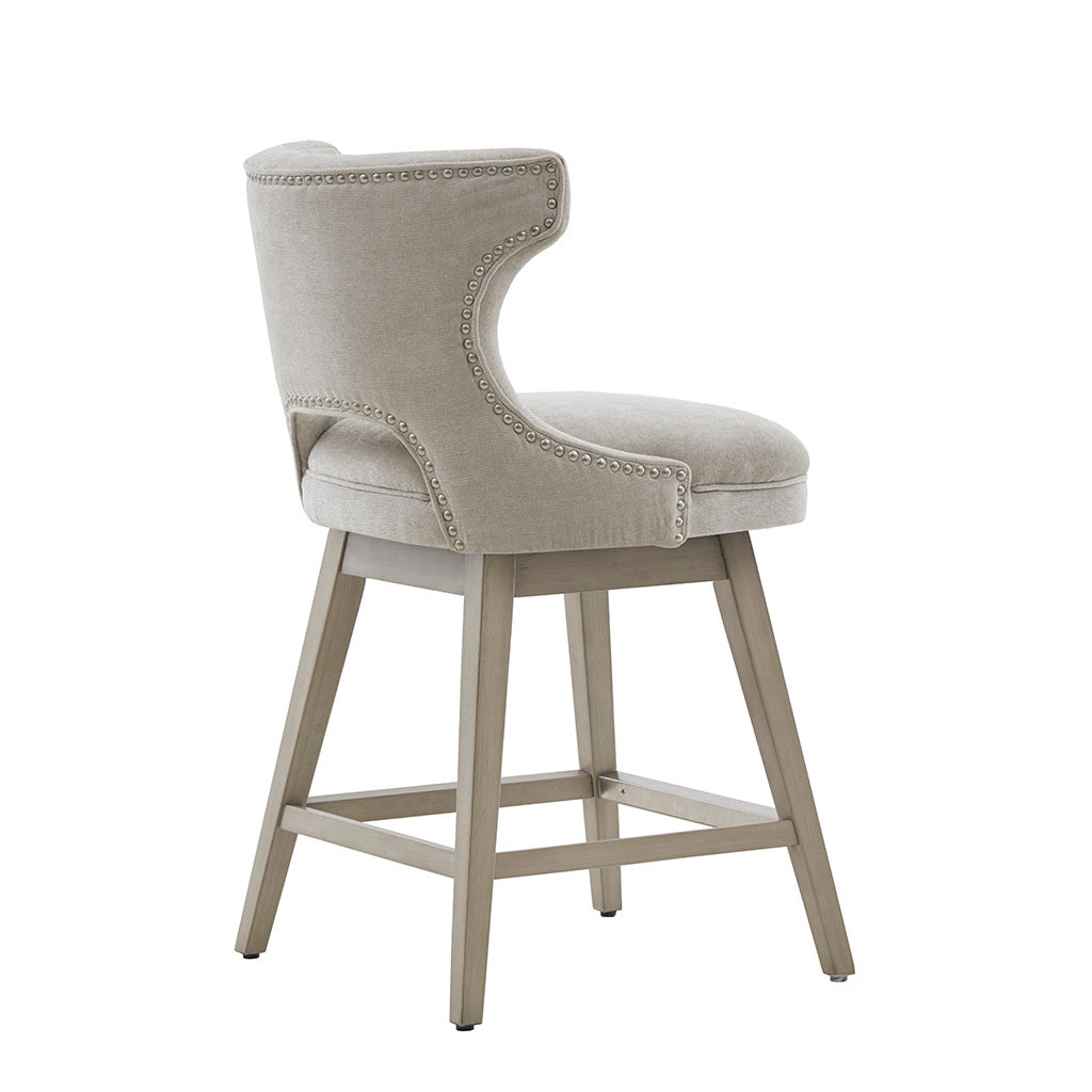 25.75" Swivel Counter Stool Light Grey Polyester