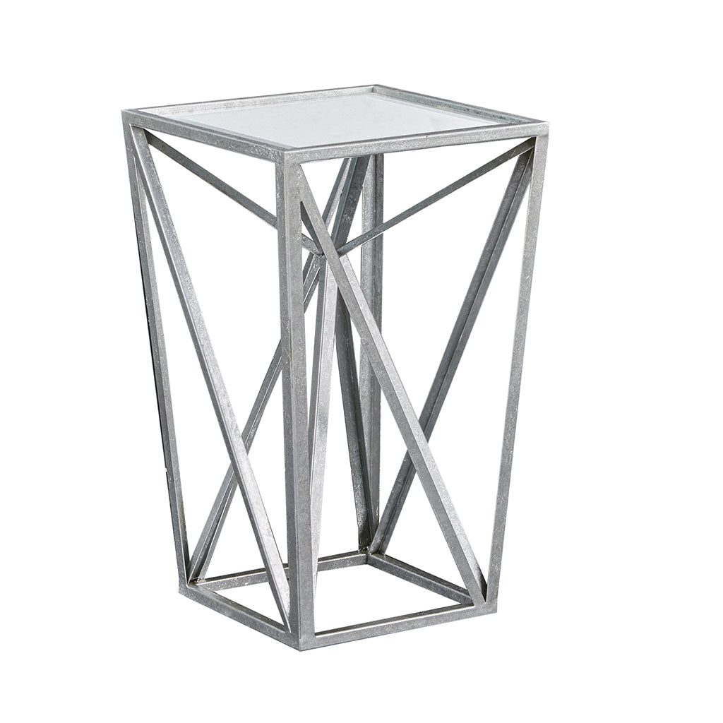 Angular Mirror Accent Table Silver Mdf