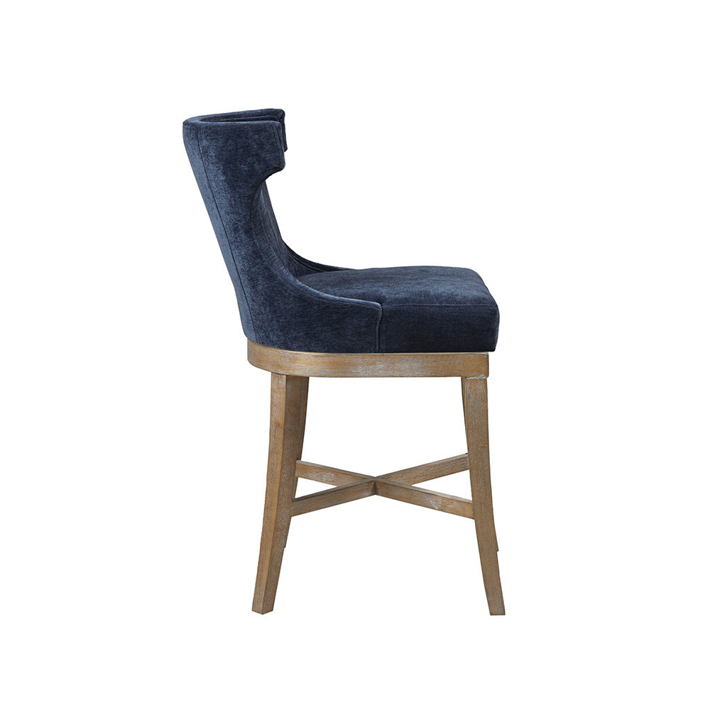 Counter Stool With Swivel Seat Navy Polyester