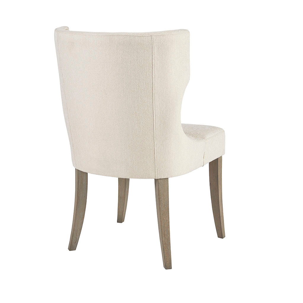 Upholstered Wingback Dining Chair Cream Polyester