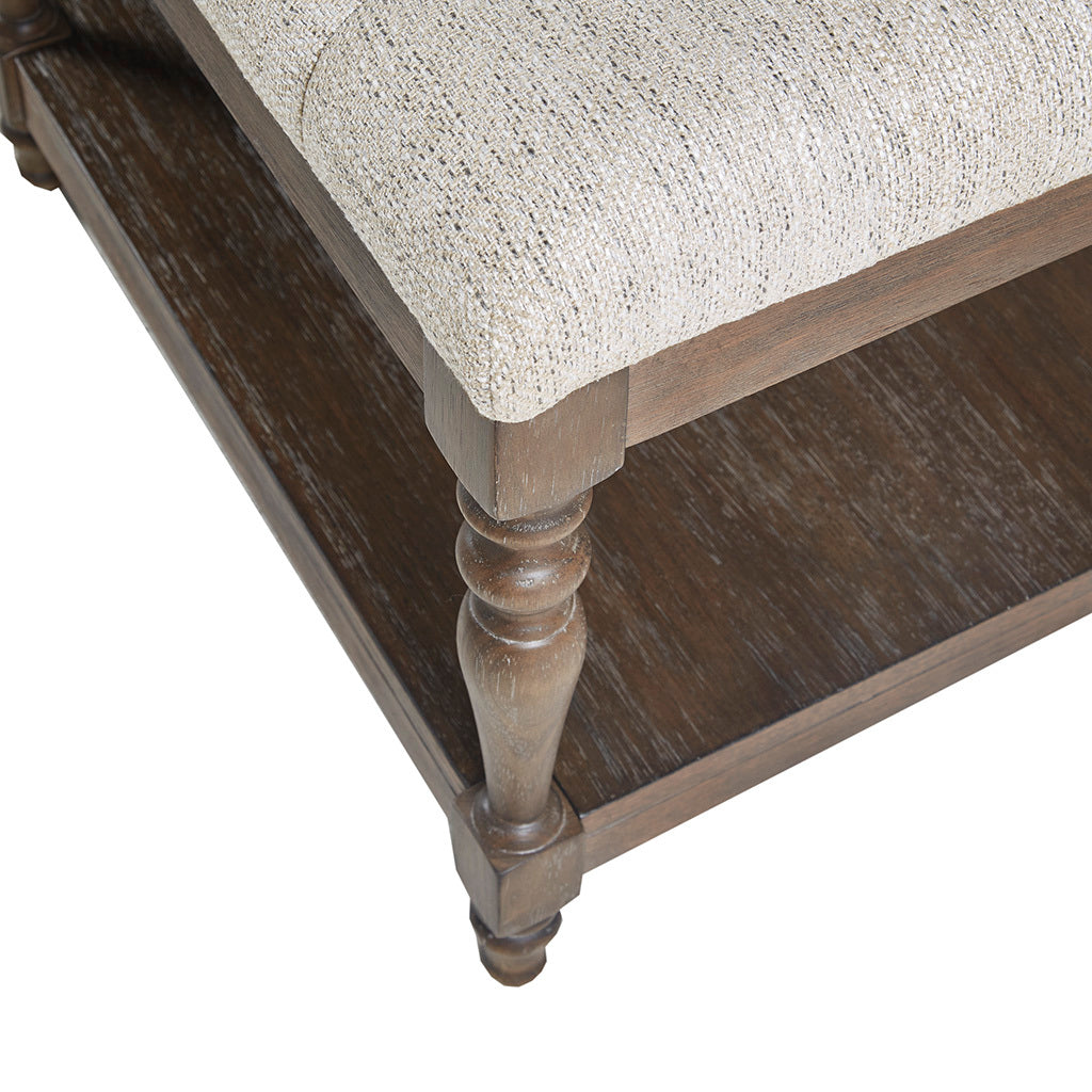 Tufted Accent Bench with Shelf