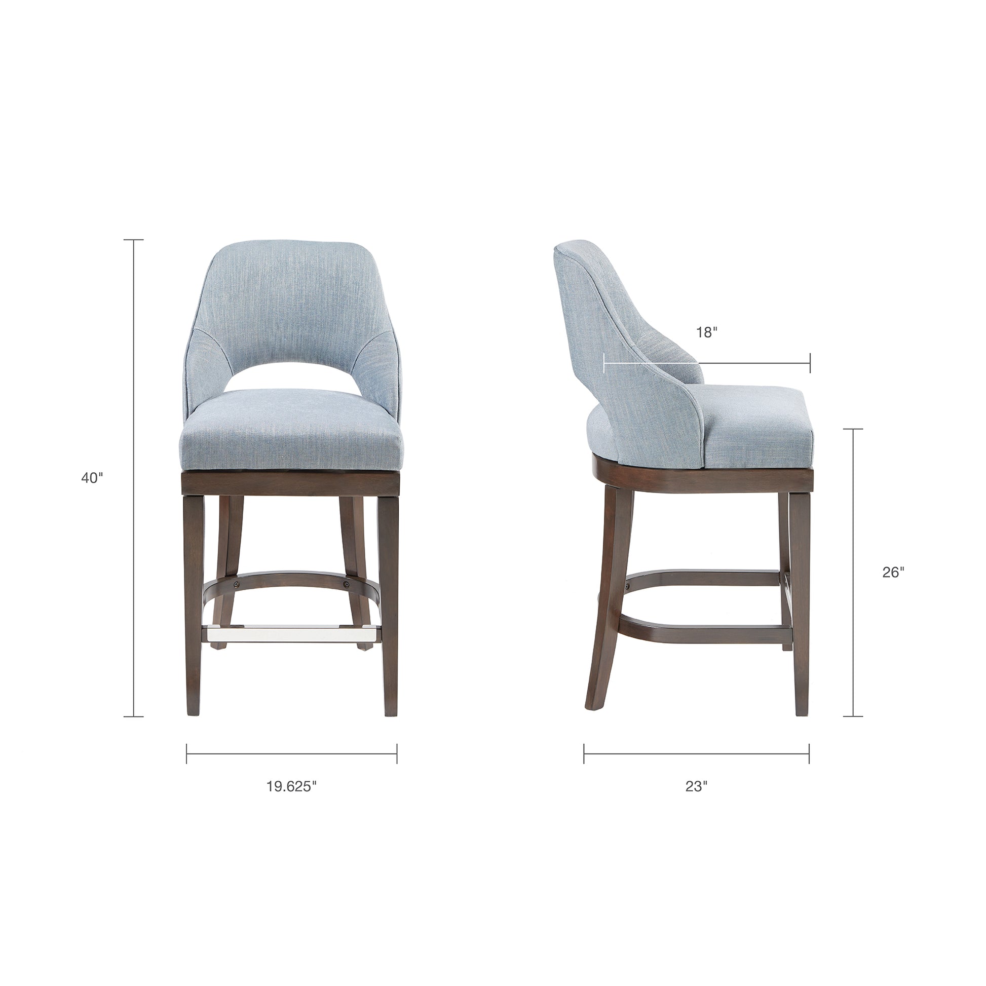 Counter Stool With Swivel Seat Blue Upholstered