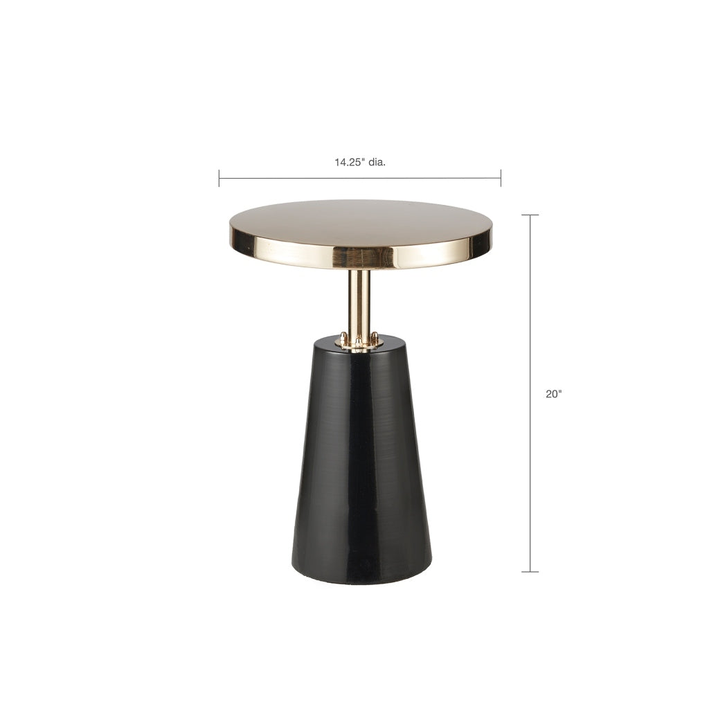 Accent Table Black Gold Metal