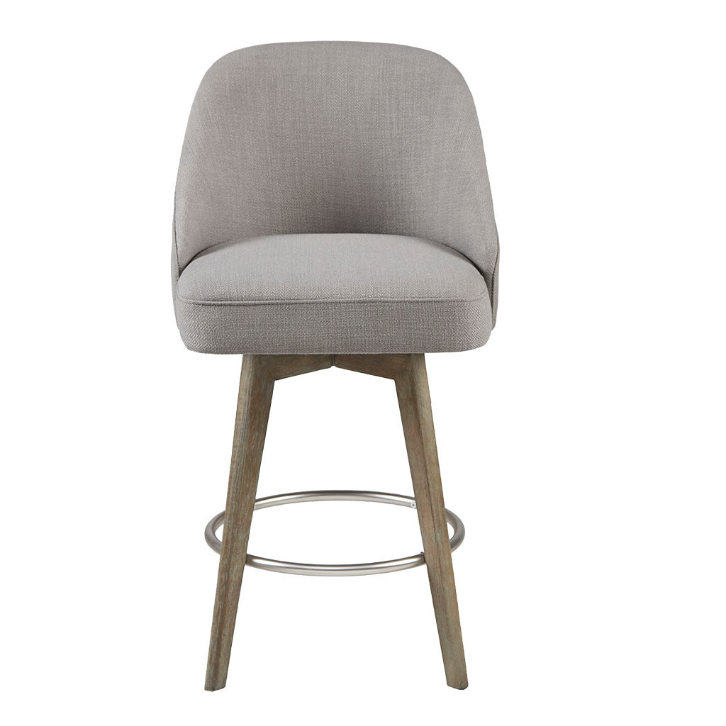 Counter Stool With Swivel Seat Grey Polyester