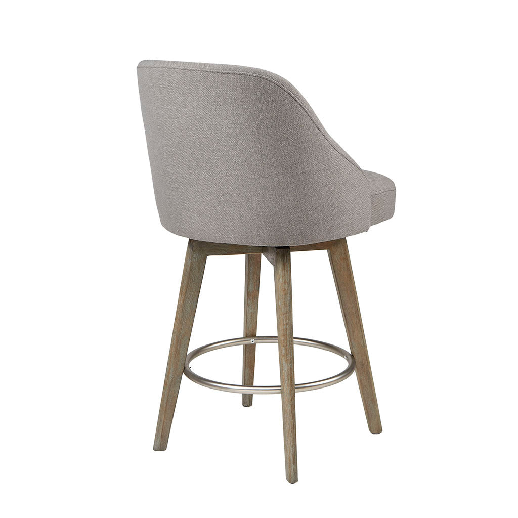 Counter Stool With Swivel Seat Grey Polyester