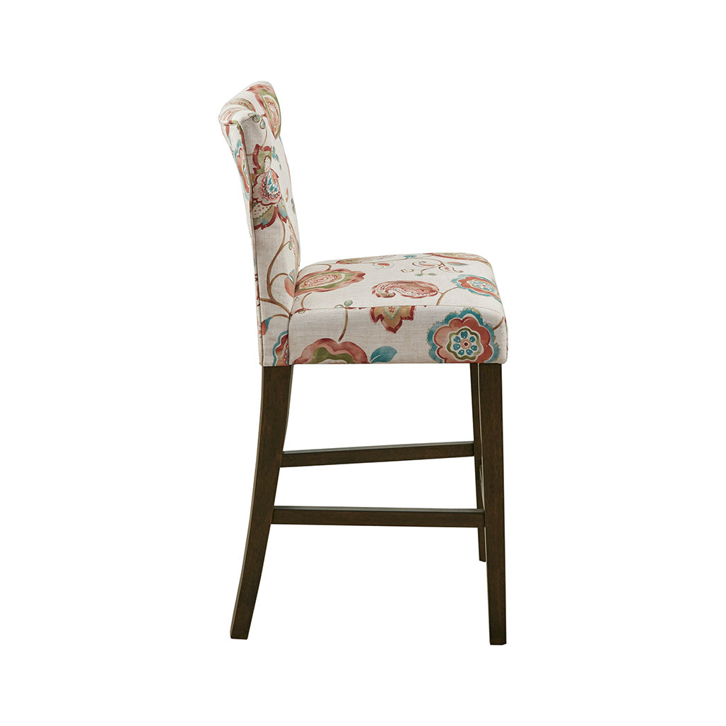 Tufted Back Counter Stool Orange Multi Polyester